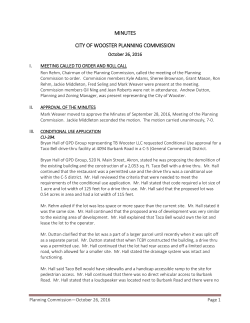 MINUTES CITY OF WOOSTER PLANNING COMMISSION