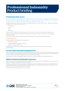 Professional Indemnity Product briefing