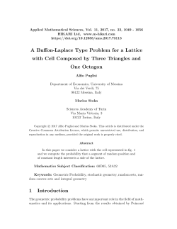 A Buffon-Laplace Type Problem for a Lattice with Cell Composed by