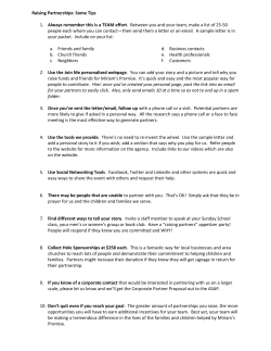 Raising Partnerships: Some Tips 1. Always remember this is a