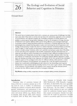 The Ecology and Evolution of Social Behavior and Cognition in