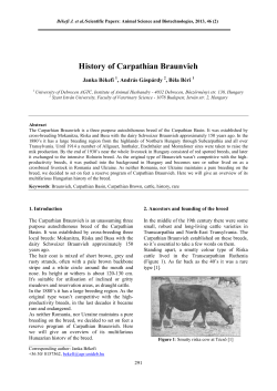 History of Carpathian Braunvieh - Scientific Papers Animal Science