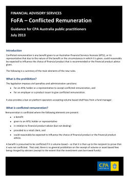 FoFA &ndash; Conflicted Remuneration