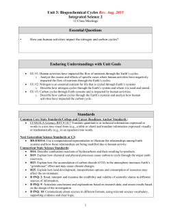 Unit 3: Biogeochemical Cycles Rev. Aug. 2015 Integrated Science 2