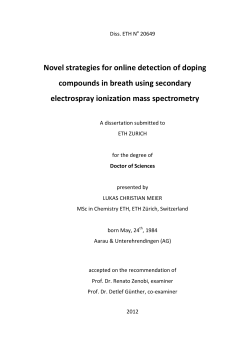 Novel strategies for online detection of doping - ETH E