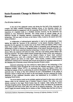 Socio-Economic Change in Historic Halawa Valley