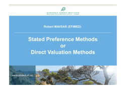 Stated Preference Methods or Direct Valuation Methods
