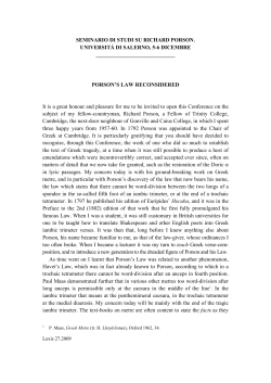 porson`s law reconsid