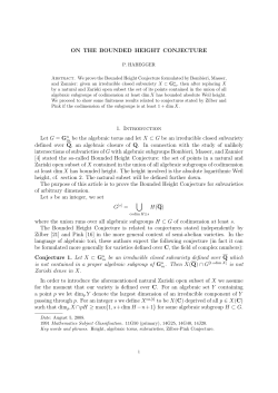 ON THE BOUNDED HEIGHT CONJECTURE 1. Introduction Let G