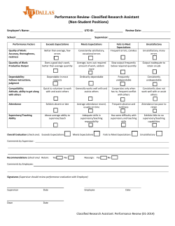 Performance Review- Classified Research Assistant (Non