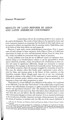 RESULTS OF LAND REFORM IN ASIAN AND