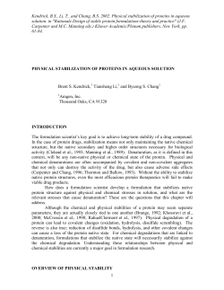 Physical stabilization of proteins book chapter120700