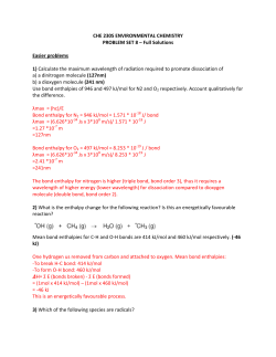 CHE 230S ENVIRONMENTAL CHEMISTRY