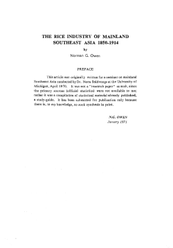 THE RICE INDUSTRY OF MAINLAND SOUTHEAST ASIA 1850-1914