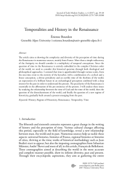 Temporalities and History in the Renaissance