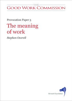 The meaning of work - Good Work Commission