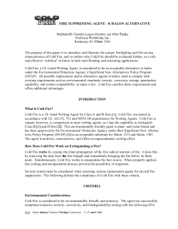 FIRE SUPPRESSING AGENT: A HALON ALTERNATIVE