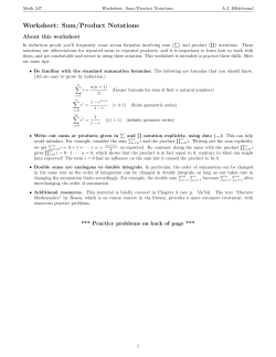 Worksheet: Sum/Product Notations
