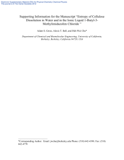 Supporting Information for the Manuscript &ldquo;Entropy of Cellulose