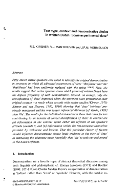 Text-type, context and demonstrative choice in written Dutch: Some