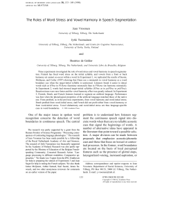 The Roles of Word Stress and Vowel Harmony in Speech