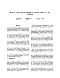 Dynamic Test Generation To Find Integer Bugs in x86 Binary