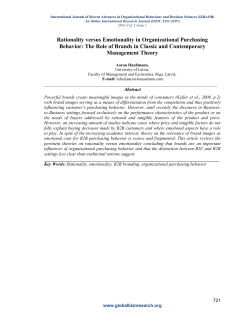 Rationality versus Emotionality in Organizational Purchasing