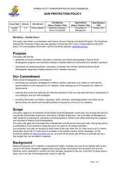Sun Protection - Robina Scott Kindergarten