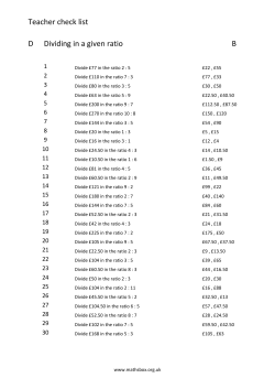 Teacher check list D Dividing in a given ratio B