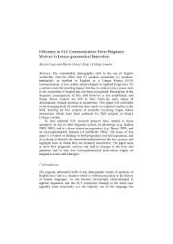 Efficiency in ELF Communication: From Pragmatic Motives to Lexico