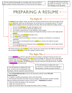 PREPARING A RESUME
