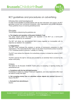 Advertising Policy - Brussels Childbirth Trust