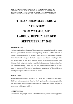 THE ANDREW MARR SHOW INTERVIEW: TOM WATSON, MP