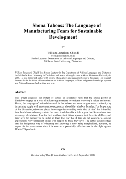 Shona Taboos - Journal of Pan African Studies