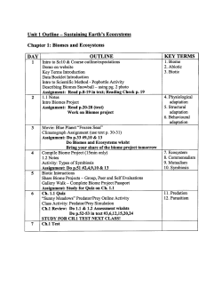 Unit 1 Outline &mdash; Sustaining Earth`s Ecosystems Chapter 1: Biomes