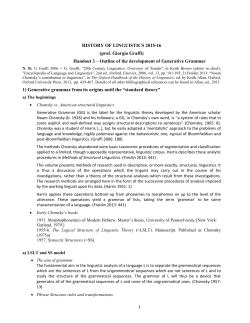 HISTORY OF LINGUISTICS 2015-16 (prof. Giorgio Graffi) Handout 3