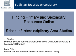 Finding Primary and Secondary Resources Online School of