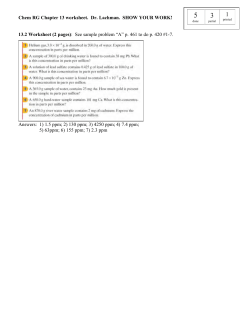 Chem RG Chapter 13 worksheet. Dr. Lachman. SHOW YOUR WORK!