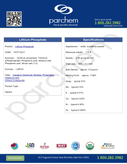 Lithium Phosphate Specifications