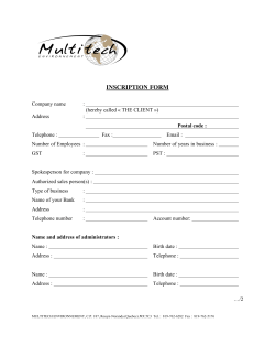 inscription form - Multitech Environnement