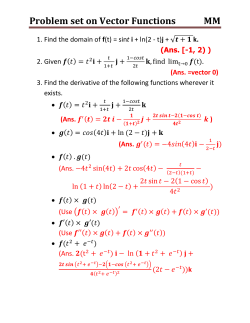 Problem set on Vector Functions MM