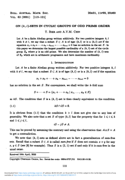 On ( k, l)-sets in cyclic groups of odd prime order