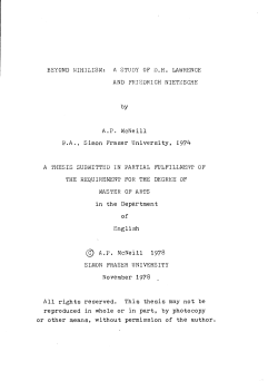 Beyond nihilism : a study of DH Lawrence and