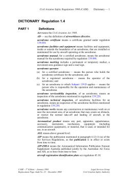 Dictionary - Civil Aviation Safety Authority