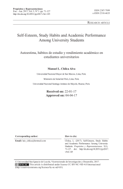 Self-Esteem, Study Habits and Academic