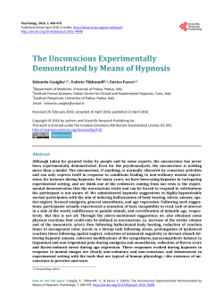 The Unconscious Experimentally Demonstrated by Means of Hypnosis