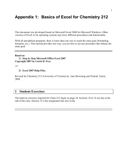 Appendix 1: Basics of Excel for Chemistry 212