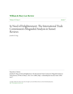 The International Trade Commission`s Misguided Analysis in Sunset