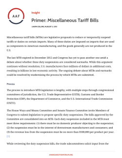 Primer: Miscellaneous Tariff Bills