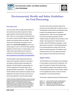 Environmental, Health and Safety Guidelines for Coal Processing